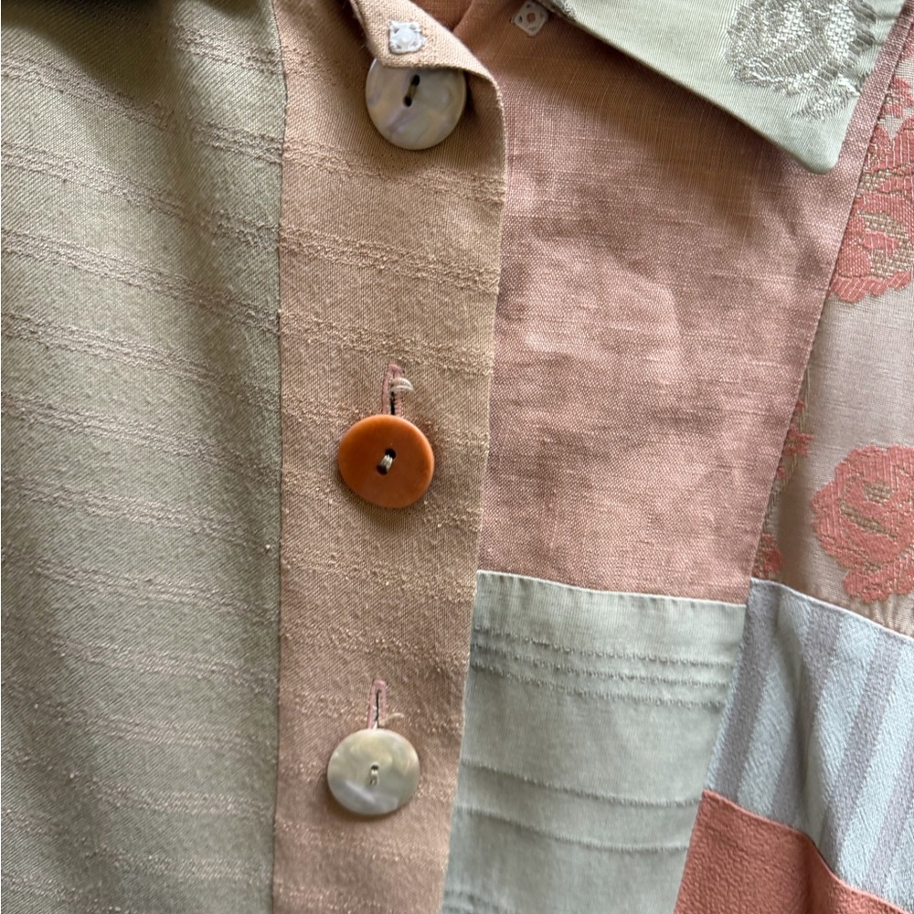 Elegant Patchwork Blouse - Multicolor - image 1